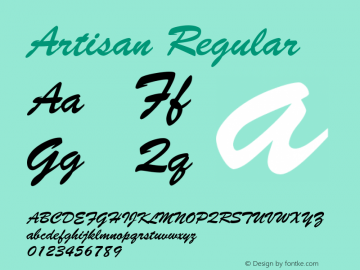 Artisan Regular Font Version 2.6; Converter Version 1.10 Font Sample