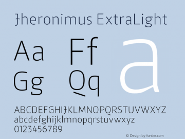Jheronimus ExtraLight Version 3.001;PS 003.001;hotconv 1.0.88;makeotf.lib2.5.64775图片样张