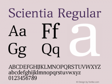 Scientia-Regular Version 1.001 Font Sample