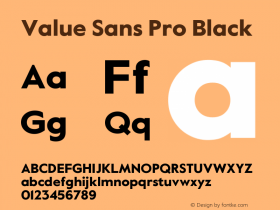 Value Sans Pro Black Version 2.003 Font Sample
