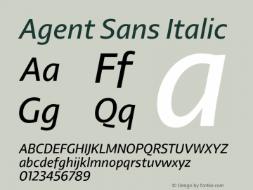 AgentSans-Italic Version 2.000;PS 002.000;hotconv 1.0.88;makeotf.lib2.5.64775图片样张