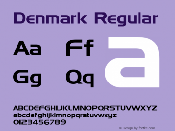 Denmark Regular Altsys Fontographer 3.5  9/25/92 Font Sample