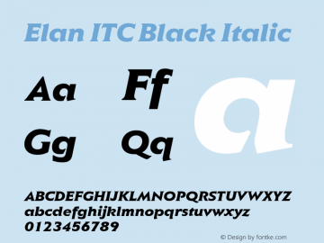 Elan ITC Black Italic Version 1.00 Font Sample