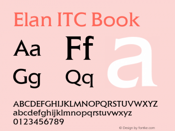 Elan ITC Book Version 1.0 Font Sample