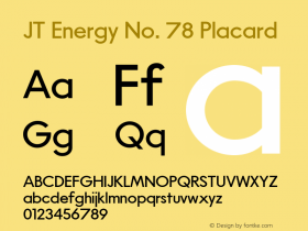 JT Energy No. 78 Placard Version 3.00 Font Sample