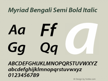 Myriad Bengali Semi Bold Italic Version 1.062;PS 1.58;hotconv 16.6.54;makeotf.lib2.5.65590图片样张