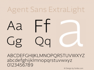 Agent Sans ExtraLight Version 2.000;hotconv 1.0.109;makeotfexe 2.5.65596 Font Sample