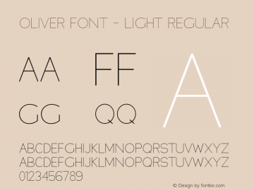 Oliver Font - Light Regular Version 1.000 Font Sample