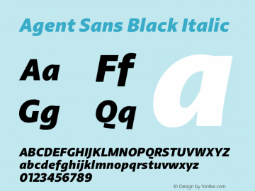 Agent Sans Black Italic Version 2.000;hotconv 1.0.109;makeotfexe 2.5.65596图片样张