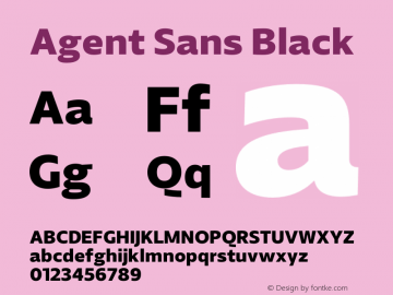 Agent Sans Black Version 2.000;hotconv 1.0.109;makeotfexe 2.5.65596 Font Sample