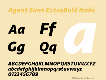 Agent Sans ExtraBold Italic Version 2.000;hotconv 1.0.109;makeotfexe 2.5.65596图片样张