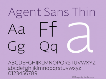 Agent Sans Thin Version 2.000;hotconv 1.0.109;makeotfexe 2.5.65596图片样张