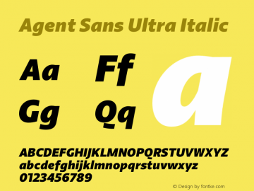 Agent Sans Ultra Italic Version 2.000;hotconv 1.0.109;makeotfexe 2.5.65596图片样张
