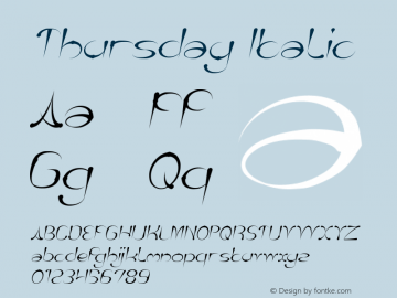 Thursday Italic Version 1.00;October 9, 2019;FontCreator 11.5.0.2430 64-bit Font Sample