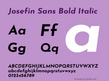 Josefin Sans Bold Italic Version 2.000 Font Sample