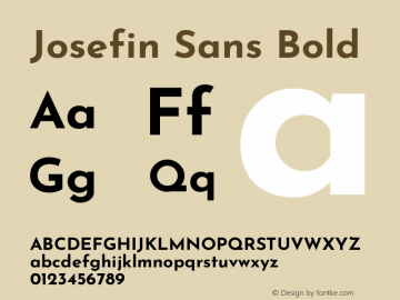 Josefin Sans Bold Version 2.000 Font Sample