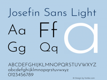 Josefin Sans Light Version 2.000 Font Sample