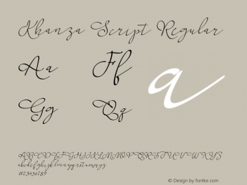 KhanzaScript Version 1.001 Font Sample