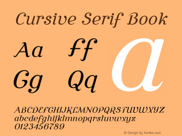 Cursive Serif Book Wersja 3.0.0; 2020-03-18 Font Sample