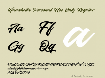 HanaheliaPersonalUseOnly-Regula 1.000 Font Sample