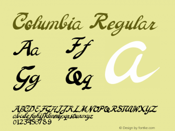 Columbia Version 1.002;Fontself Maker 3.5.1 Font Sample