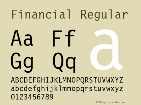 Financial Regular Font Version 2.6; Converter Version 1.10 Font Sample