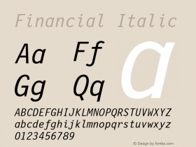 Financial Italic Font Version 2.6; Converter Version 1.10 Font Sample