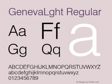 GenevaLght Regular Font Version 2.6; Converter Version 1.10 Font Sample