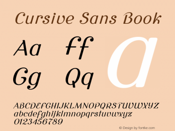 Cursive Sans Book Wersja 3.0.0; 2020-03-18 Font Sample