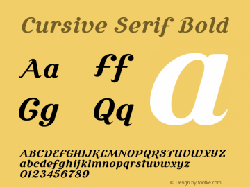 Cursive Serif Bold Wersja 3.0.0; 2020-03-18 Font Sample