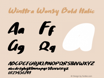 WinttraWonsy-BoldItalic Version 1.00;October 8, 2019;FontCreator 11.5.0.2430 32-bit图片样张