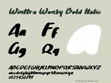 Winttra Wonsy Bold Italic Version 1.00;October 8, 2019;FontCreator 11.5.0.2430 32-bit图片样张