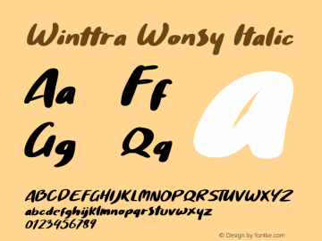 WinttraWonsy-Italic Version 1.00;October 8, 2019;FontCreator 11.5.0.2430 32-bit Font Sample