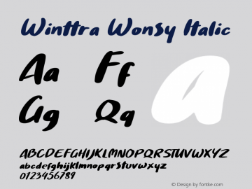 Winttra Wonsy Italic Version 1.00;October 8, 2019;FontCreator 11.5.0.2430 32-bit图片样张