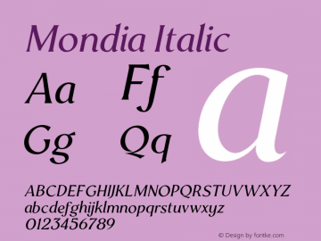 MondiaItalic Version 1.000图片样张