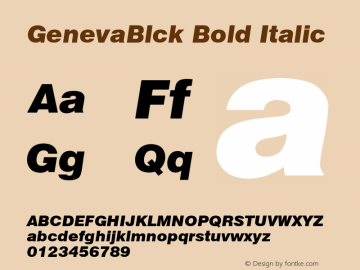 GenevaBlck Bold Italic Font Version 2.6; Converter Version 1.10 Font Sample