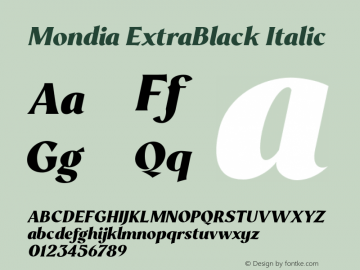 MondiaExtraBlackItalic Version 1.000图片样张