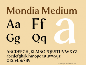 MondiaMedium Version 1.000 Font Sample