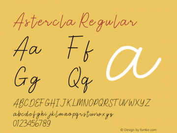 Astercla Version 1.00;March 17, 2020;FontCreator 11.5.0.2422 64-bit Font Sample