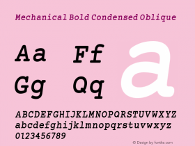 Mechanical Bold Condensed Oblique Version 1.00图片样张