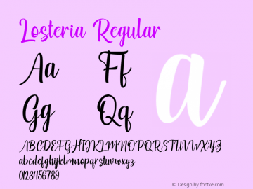 Losteria Version 1.00;March 20, 2020;FontCreator 12.0.0.2565 64-bit Font Sample