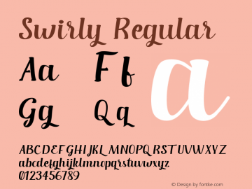 Swirly Version 1.00;March 20, 2020;FontCreator 11.5.0.2422 64-bit Font Sample