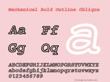 Mechanical Bold Outline Oblique Version 1.00 Font Sample