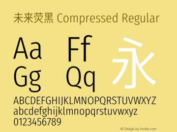 未来荧黑 Compressed Regular  Font Sample