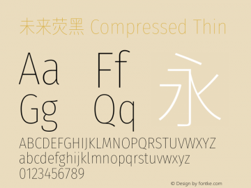 未来荧黑 Compressed Thin  Font Sample