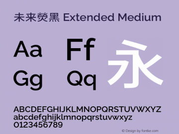 未来熒黑 Extended Medium  Font Sample