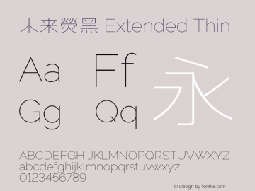 未来熒黑 Extended Thin  Font Sample