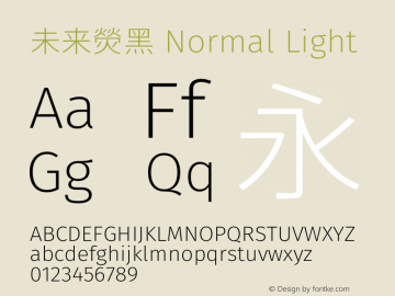 未来熒黑 Normal Light  Font Sample