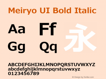 Meiryo UI Bold Italic Version 6.05图片样张