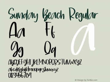 Sunday Beach Version 1.00;March 18, 2020;FontCreator 11.5.0.2430 64-bit Font Sample